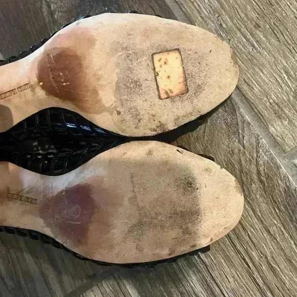 Manolo Blahnik Black Peep Toe Heels - Picture 5 of 6